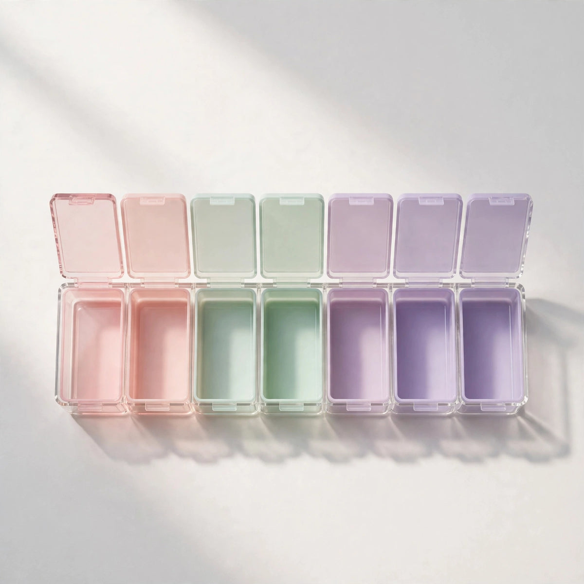 Pastel Weekly Pill Organizer – 7-Day Acrylic